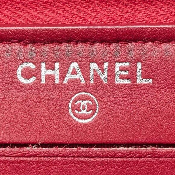 Chanel Red Quilted Caviar Leather CC Zip Compact Wallet - Picture 6 of 10
